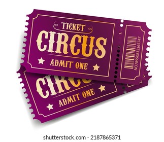  Circus Ticket. Admit one coupon mention, code and text elements for arts festival and events. Magic show.