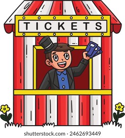 Circus Ticket Booth Cartoon Clipart Illustration