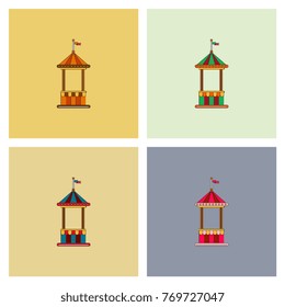circus ticket cart icon set