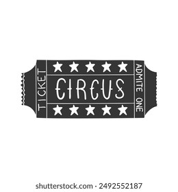 Circus Ticket Icon Silhouette Illustration. Stamp Vector Graphic Pictogram Symbol Clip Art. Doodle Sketch Black Sign.