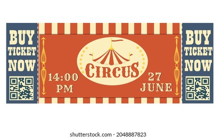 Circus ticket. Qr code. invitation