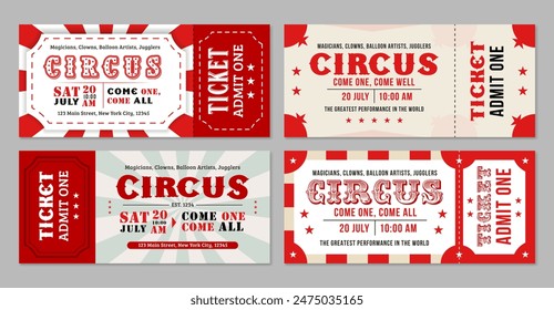 Zirkus-Ticket-Vorlage, Eintritt eines Zirkus-Tickets isoliert, Karnevalseinladung