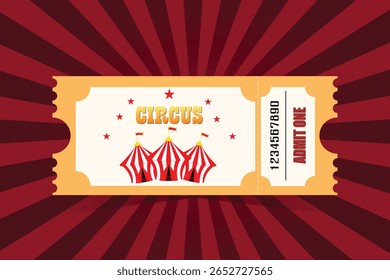 Circus ticket template, carnival tent on vintage background