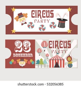 Circus ticket template. Invitation card. Vector illustration