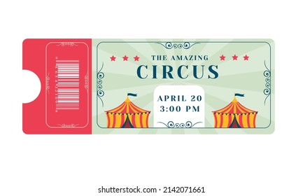 Circus ticket with circus tent. Amazing Circus