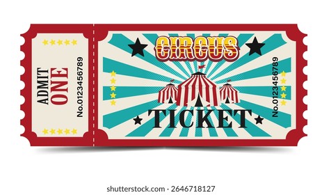 Circus ticket. Vector flat horizontal ticket in vintage style, simple style.
