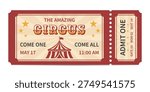 Circus ticket. Vector Image. Horizontal circus ticket.