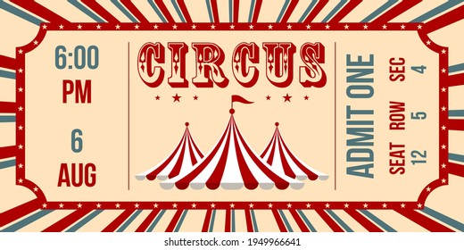 Circus ticket. Vector Image. Horizontal circus ticket.
