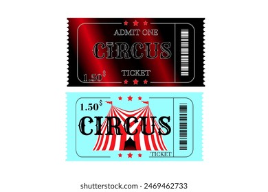 Circus ticket. Vector Image. Horizontal circus ticket, with big top, admit one coupon mention, code and text elements for arts festival and events