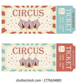 Circus ticket. Vintage style. Circus tent. Vector illustration.