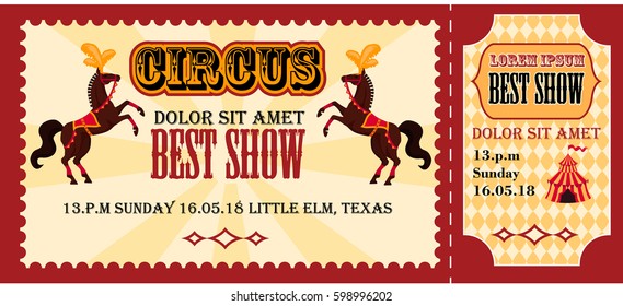 Circus tickets design with horses