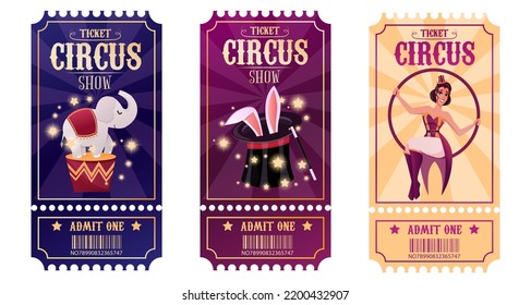 Circus Tickets Set. Magic Show. Vektorgrafik