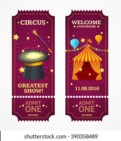 Circus Tickets Set. Magic Show. Vector Illustration