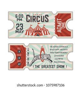 Circus Tickets Vintage Design.Vector illustration.