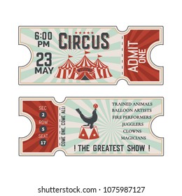 Circus Tickets Vintage Design.Vector illustration.