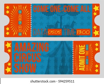 Circus tickets. Vintage Vector illustration.