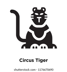 Circus Tiger icon vector isolated on white background, logo concept of Circus Tiger sign on transparent background, filled black symbol