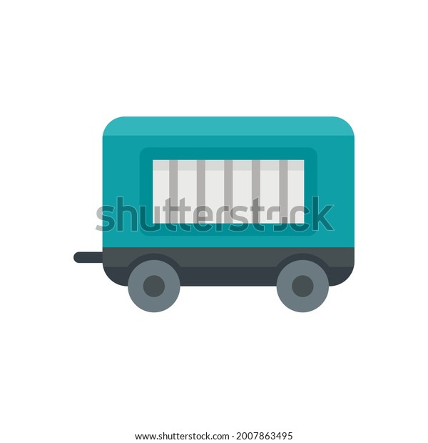 Circus trailer icon. Flat\
illustration of circus trailer vector icon isolated on white\
background