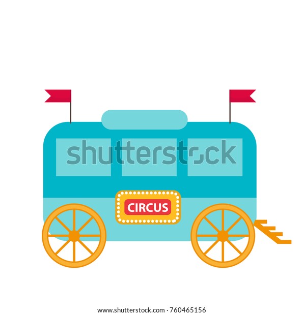 Circus trailer, wagon icon flat style\
, isolated on white background. Vector\
illustration