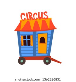 Circus Trailer, Wagon Wheel Cartoon Vector Illustration