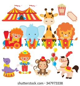 Circus Train Vector Illustration