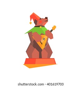 Circus Trained Bear Performing Graphic Flat Vector Design Isolated Illustration On White Background