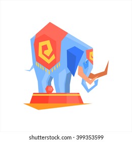 Circus Trained Elephant Graphic Flat Vector Design Isolated Illustration On White Background