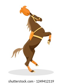 Circus trained horse in stage decoration. Flat vector illustration.