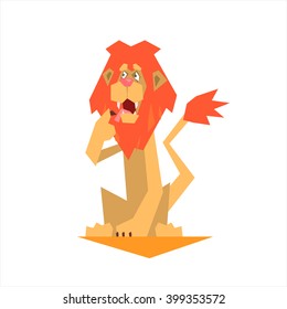 Circus Trained Lion Graphic Flat Vector Design Isolated Illustration On White Background