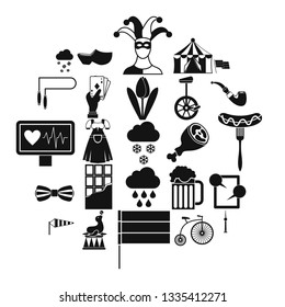 Circus training icons set. Simple set of 25 circus training vector icons for web isolated on white background