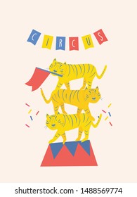 Circus tree tigers stunts party