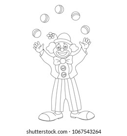 Circus vector character clown juggler outline doodle style