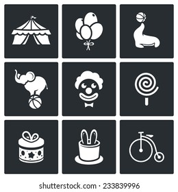 Circus Vector Isolated Flat Icons Set