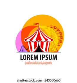 Circus Vector Logo Design Template. Carousel Or Fair Icon.