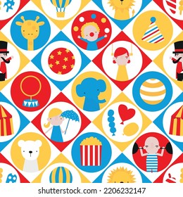 Circus vector seamless pattern design