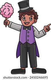 Circus Vendor with Cotton Candy Cartoon Clipart