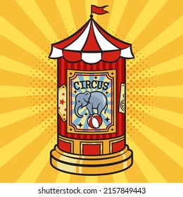 Circus vintage advertising column pop art retro vector illustration. Comic book style imitation.