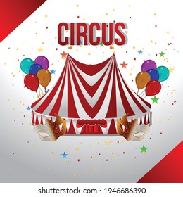 Circus vintage carnival with ferris wheel and circus tent