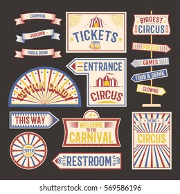 Circus vintage label banner vector illustration.