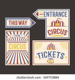 Circus vintage label banner vector illustration.