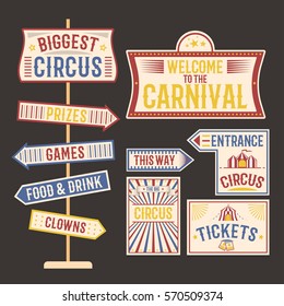 Circus vintage label banner vector illustration.