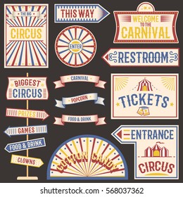 Circus Vintage Labels Banner Vector Illustration.