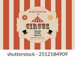 Circus vintage poster with Carnival  Tent, wizard