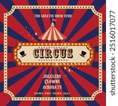 Circus vintage poster with Carnival Tent, wizard