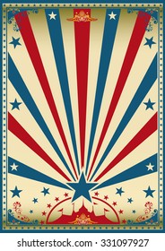 circus vintage red blue poster. A vintage red circus poster with sunbeams for your show