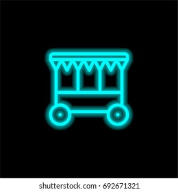 Circus Wagon blue glowing neon ui ux icon. Glowing sign logo vector