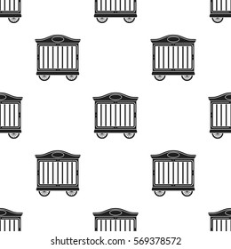 Circus wagon icon in black style isolated on white background. Circus pattern stock vector illustration.