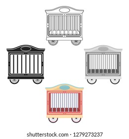 Circus wagon icon in cartoon style isolated on white background. Circus symbol stock vector illustration.