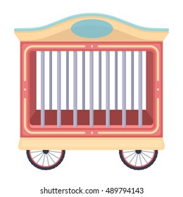 Circus wagon icon in cartoon style isolated on white background. Circus symbol stock vector illustration.