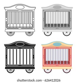Circus wagon icon in cartoon style isolated on white background. Circus symbol stock vector illustration.